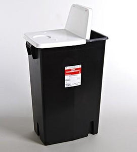 Covidien™ 18 Gallon Black RCRA Waste Container SharpSafety™ Hinged Lid