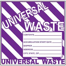 "Universal Waste" Label - Weatherproof, 6 x 6"