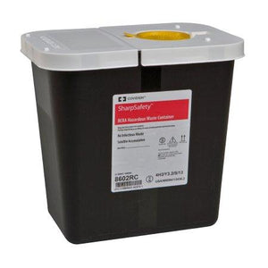 Covidien™ 2 Gallon Black RCRA Waste Container SharpSafety™ Hinged Lid