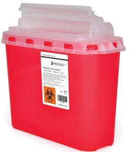 Sharps Container McKesson Prevent® 2-Piece 5.4 Quart Red Base Horizontal Entry Lid