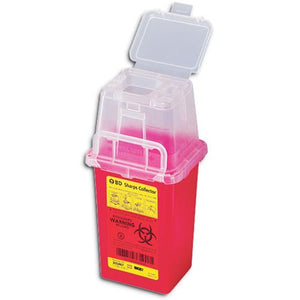 BD™ 1.5 Quart Red Phlebotomy Sharps Container 1-Piece Vertical Entry Lid
