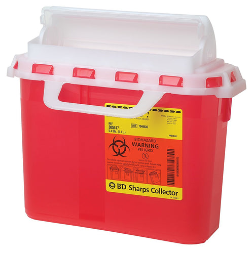 BD™ 5.4 Quart Red Multi-purpose Sharps Container 1-Piece Horizontal Entry Lid