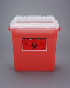 Bemis™ 3 Gallon Red Multi-purpose Sharps Container Sentinel 1-Piece Horizontal Entry Rotating Cylinder Lid