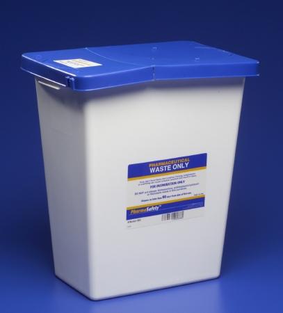Covidien™ 12 Gallon Blue Pharmaceutical Waste Container PharmaSafety™ Nestable Hinged Lid