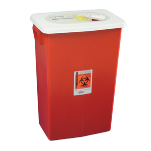 Covidien™ 12 Gallon Red Multi-purpose Sharps Container SharpSafety™ 1-Piece Sliding Lid