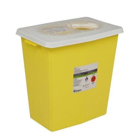 Covidien™ 12 Gallon Yellow Chemotherapy Sharps Container SharpSafety™ 1-Piece Gasketed Sliding Lid