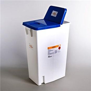 Covidien™ 18 Gallon Blue Pharmaceutical Waste Container PharmaSafety™ Nestable Hinged Lid
