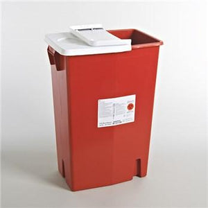 Covidien™ 18 Gallon Red Multi-purpose Sharps Container SharpSafety™ 1-Piece Hinged Lid