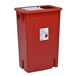 Covidien™ 18 Gallon Red Multi-purpose Sharps Container SharpSafety™ 1-Piece Sliding Lid