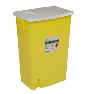 Covidien™ 18 Gallon Yellow Chemotherapy Sharps Container SharpSafety™ 1-Piece Hinged Lid