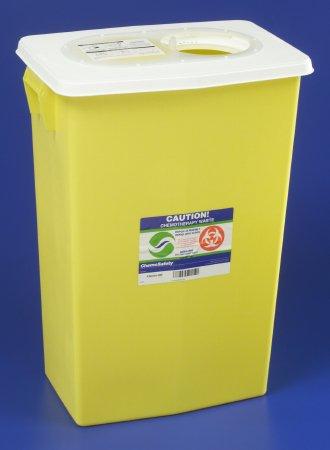 Covidien™ 18 Gallon Yellow Chemotherapy Waste Container SharpSafety™ Gasketed Sliding Lid
