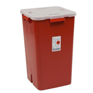 Covidien™ 19 Gallon Red Multi-purpose Sharps Container Sharps-A-Gator™ 1-Piece Vertical Entry Lid