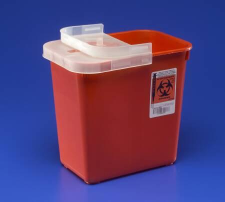 Covidien™ 2 Gallon Red Multi-purpose Sharps Container SharpSafety™ 1-Piece Hinged Lid