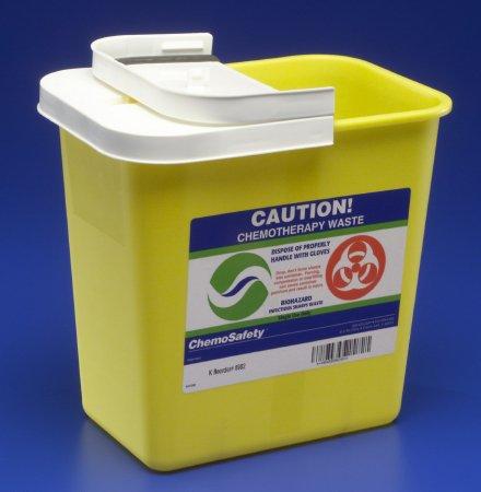 Covidien™ 2 Gallon Yellow Chemotherapy Sharps Container SharpSafety™ 1-Piece Hinged Lid