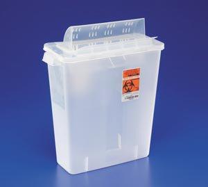 Covidien™ 3 Gallon Clear Multi-purpose Sharps Container In-Room™ 1-Piece Horizontal Entry Lid