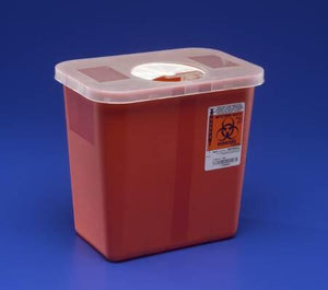 Covidien™ 3 Gallon Red Multi-purpose Sharps Container 1-Piece 1 Hinged, Rotor Lid