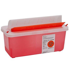 Covidien™ 5 Quart Red Multi-purpose Sharps Container In-Room™ 1-Piece Horizontal Entry Lid