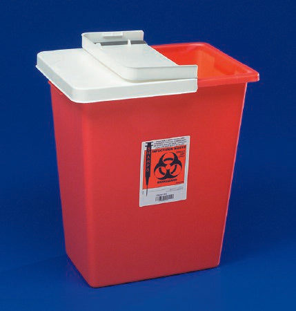 Covidien™ 8 Gallon Red Multi-purpose Sharps Container SharpSafety™ Vertical Entry Sliding Lid