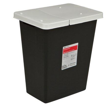 Covidien™ 8 Gallon Black RCRA Waste Container SharpSafety™ Hinged Lid