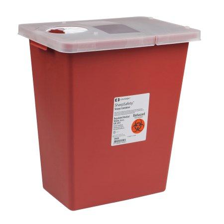 Covidien™ 8 Gallon Red Multi-purpose Sharps Container SharpSafety™ 1-Piece Hinged Lid