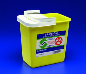 Covidien™ 8 Gallon Yellow Chemotherapy Sharps Container SharpSafety™ 1-Piece Sliding Lid